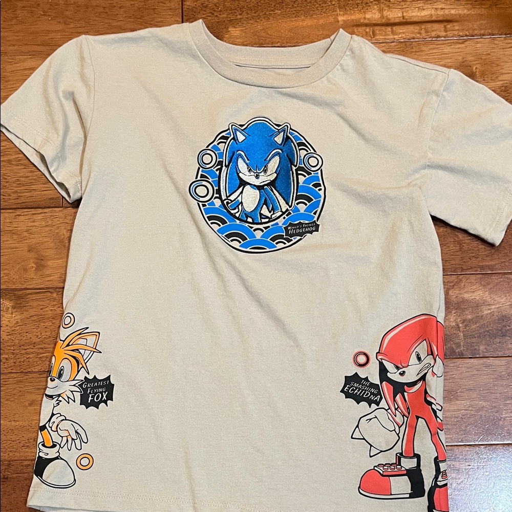 Freeze Kids Sonic Graphic Tee - Cream with Blue, Red & Orange Characters